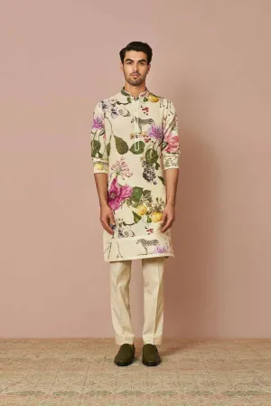 IVORY KHADI PRINTED KURTA SET