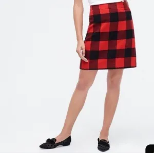 J. Crew Wool-Blend A-line Skirt Buffalo Check Plaid Holiday Print Red 4