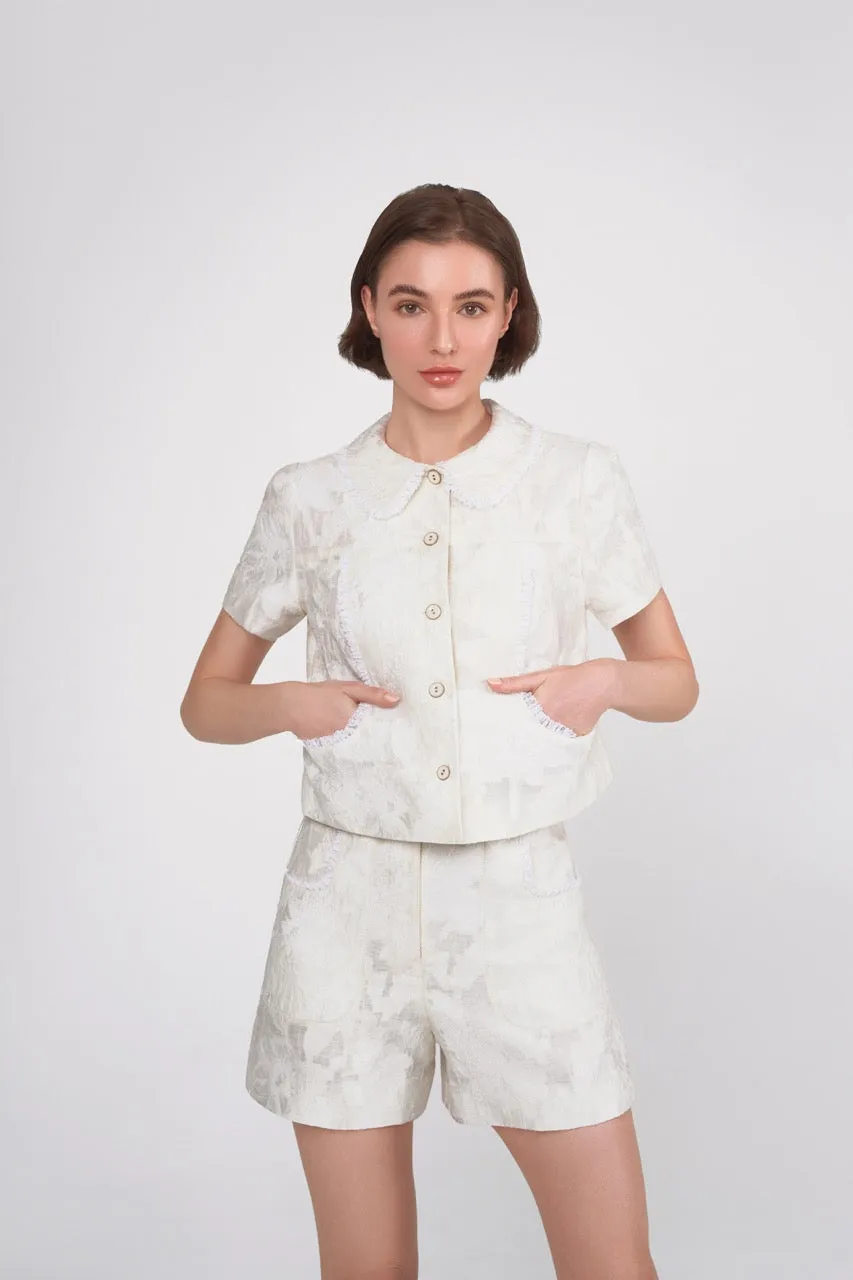 Jacquard Jacket with Lace Trim Detail  (Try-on)