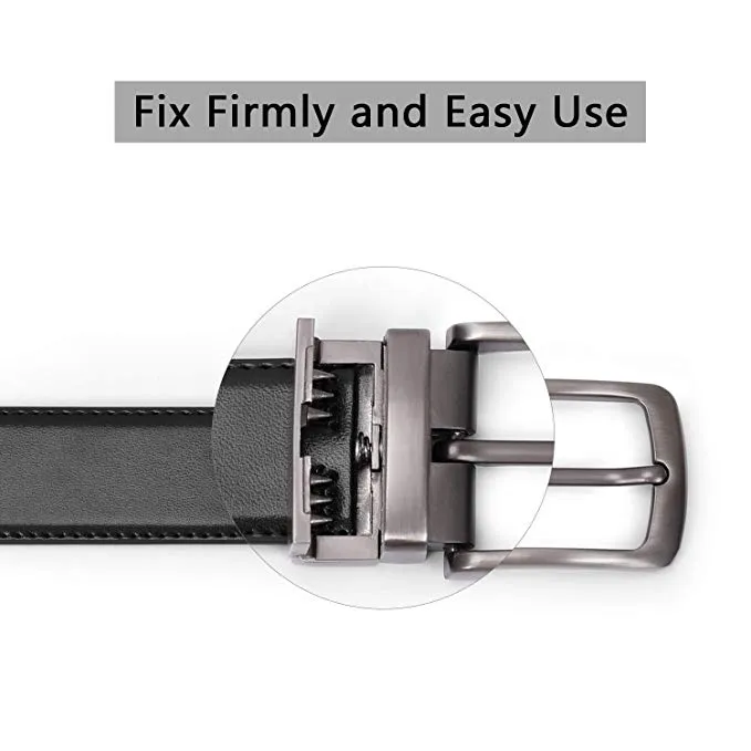 JASGOOD Men Leather Reversible Belt Black /Coffee/ Brown Dress Belt Rotate Buckle Gift Box