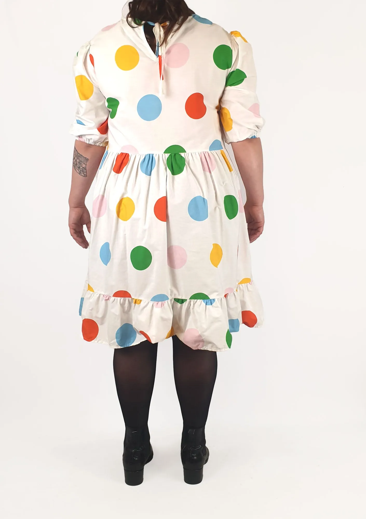Jericho Road white polka dot half sleeve dress size 14