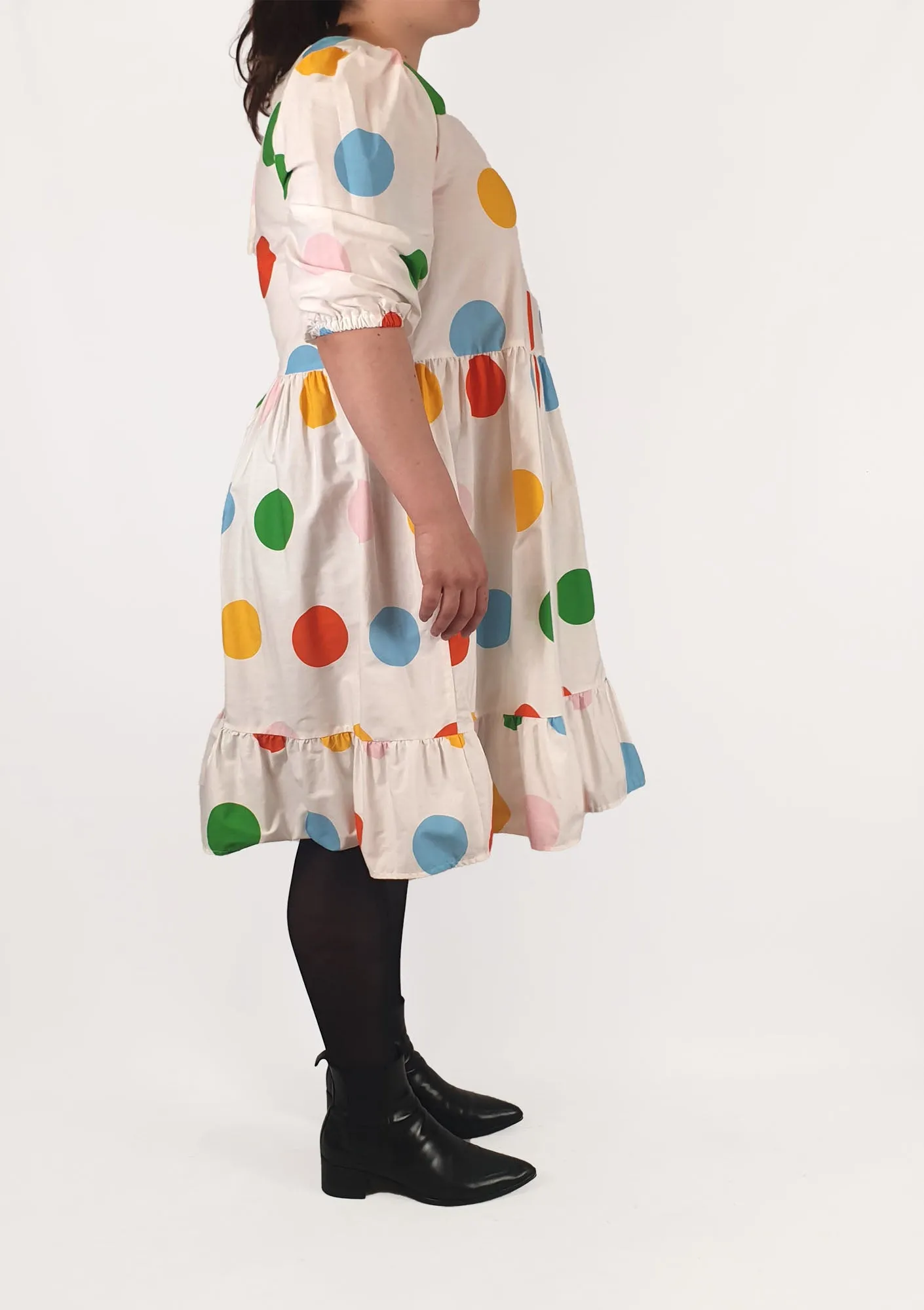 Jericho Road white polka dot half sleeve dress size 14