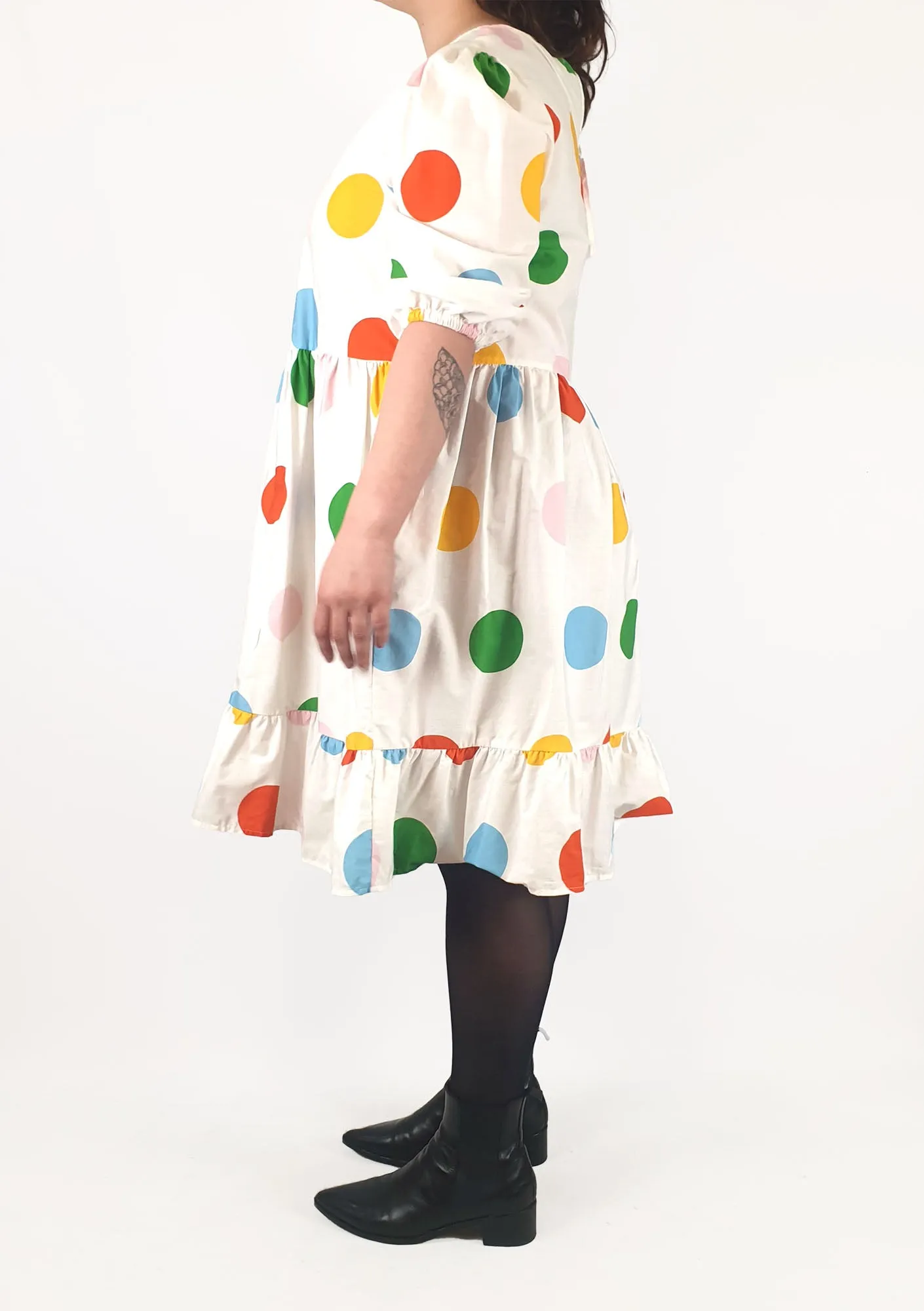 Jericho Road white polka dot half sleeve dress size 14