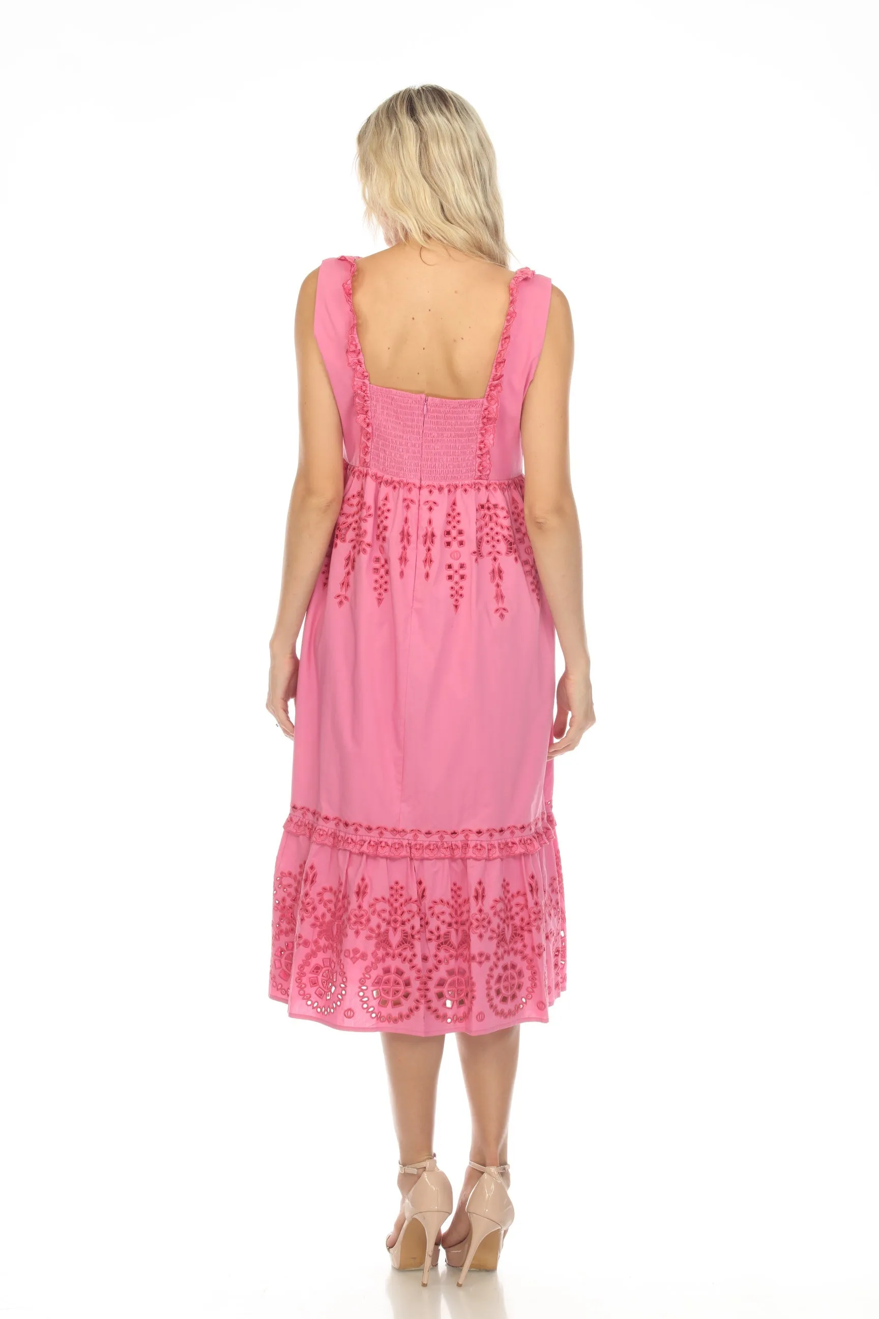 Johnny Was Jade Jesminda Eyelet Embroidered Midi Dress Boho Chic L37923-3
