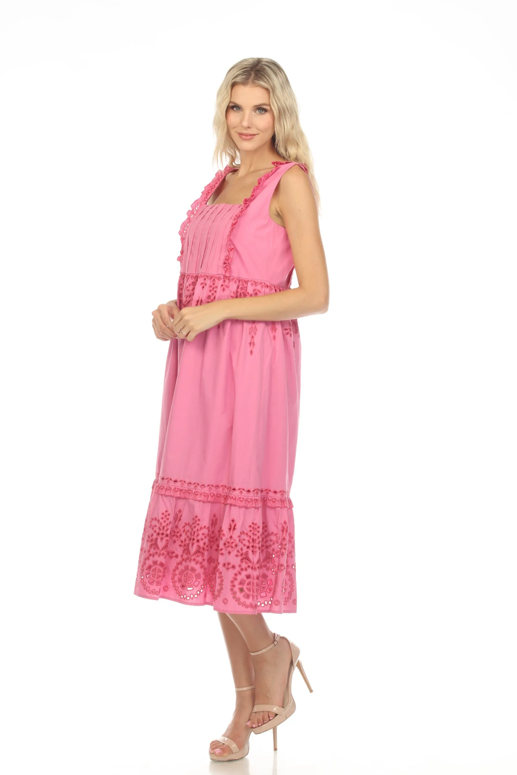 Johnny Was Jade Jesminda Eyelet Embroidered Midi Dress Boho Chic L37923-3