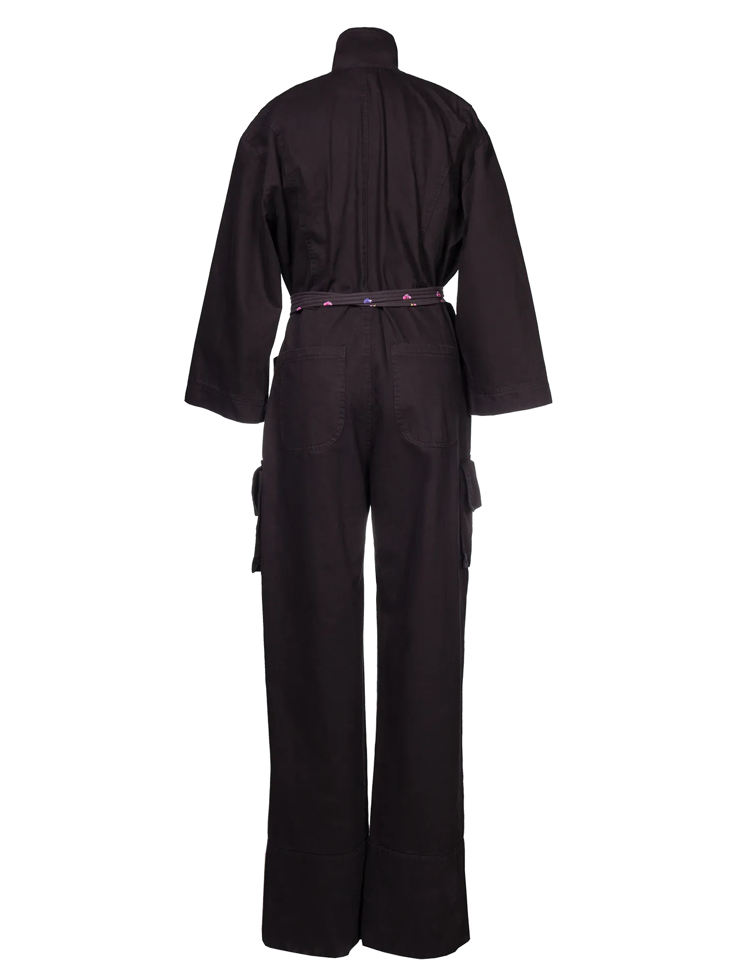 Jumpsuit With Embroidery And Belt Black