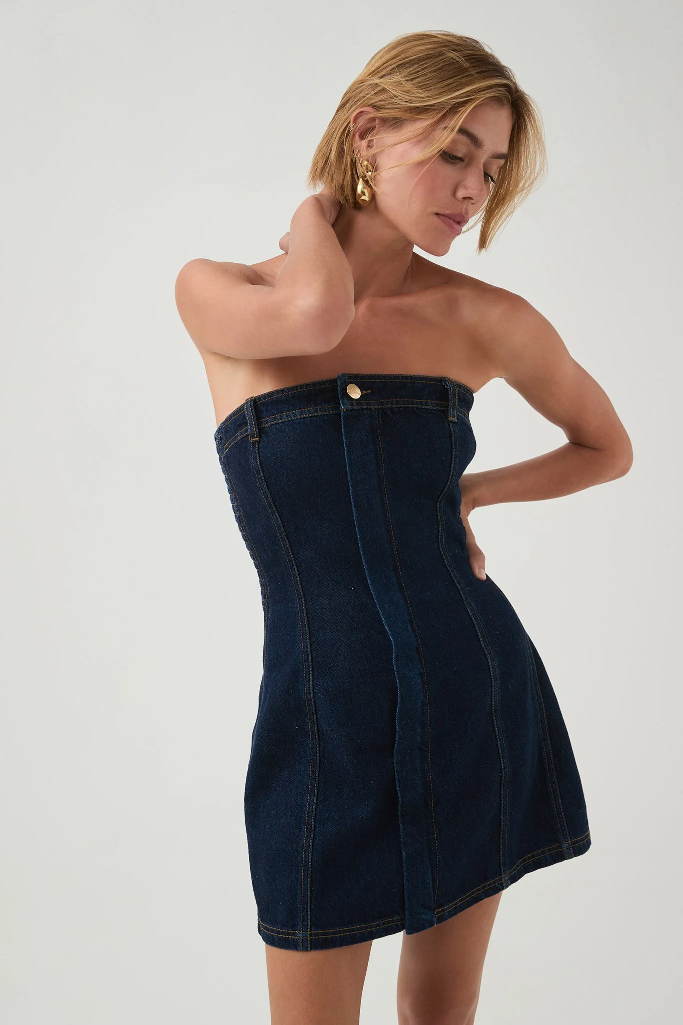 Junee Strapless Denim Dress