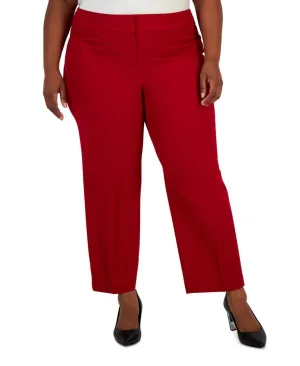 Kasper Womens Plus Size Mid-Rise Straight-Ankle Faux-Pocket Pants 10852323