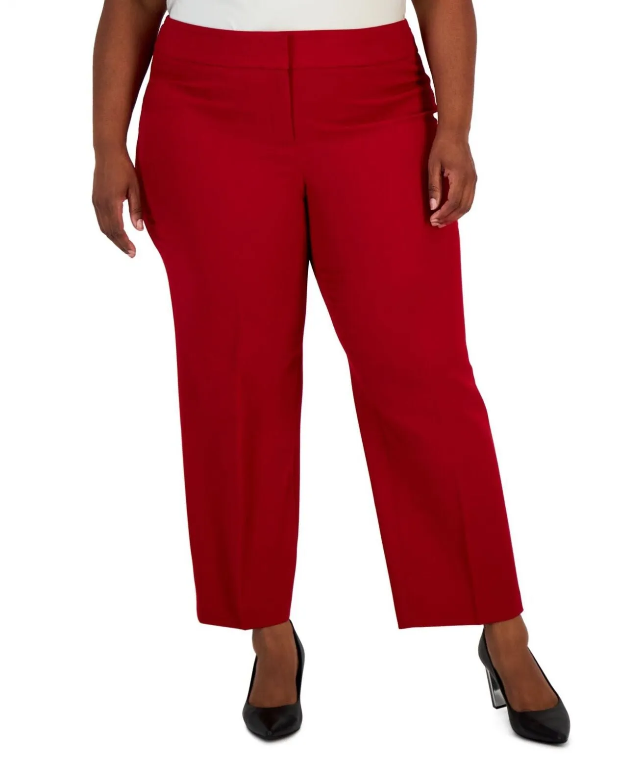 Kasper Womens Plus Size Mid-Rise Straight-Ankle Faux-Pocket Pants 10852323