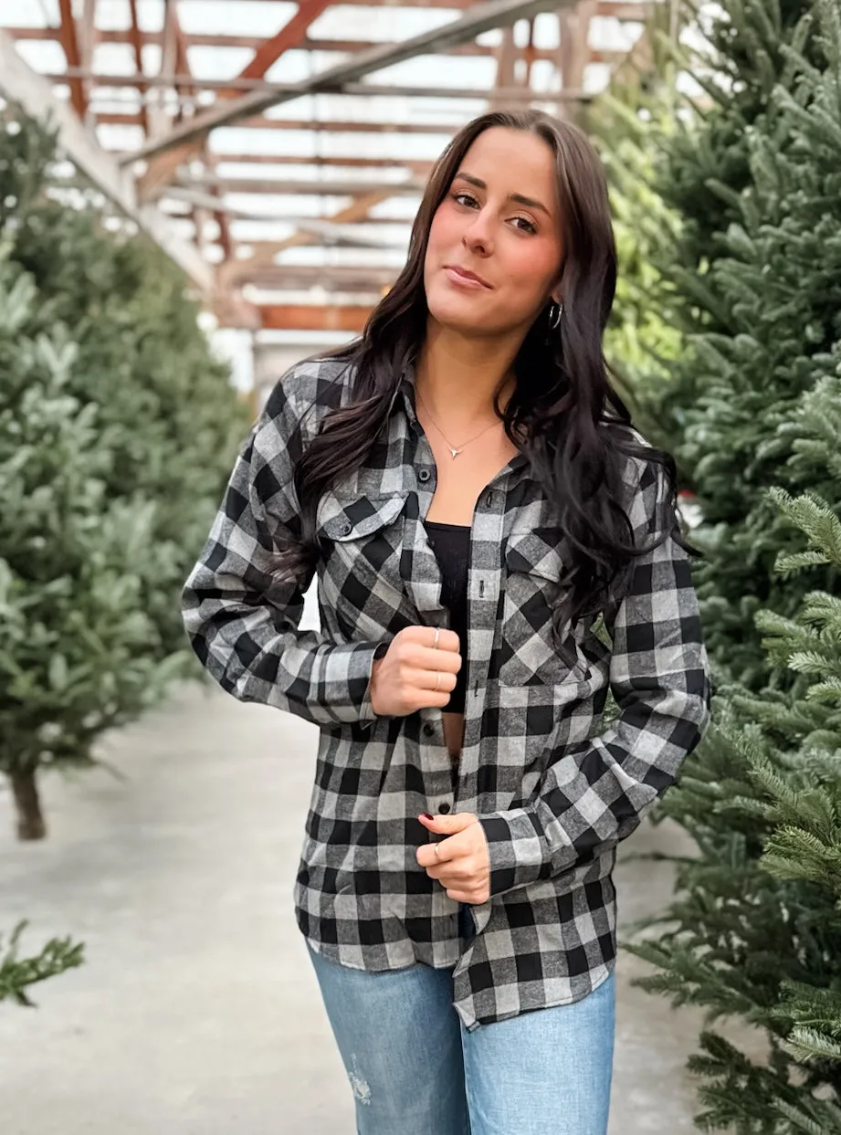 KC Flannel - Black & Grey Plaid