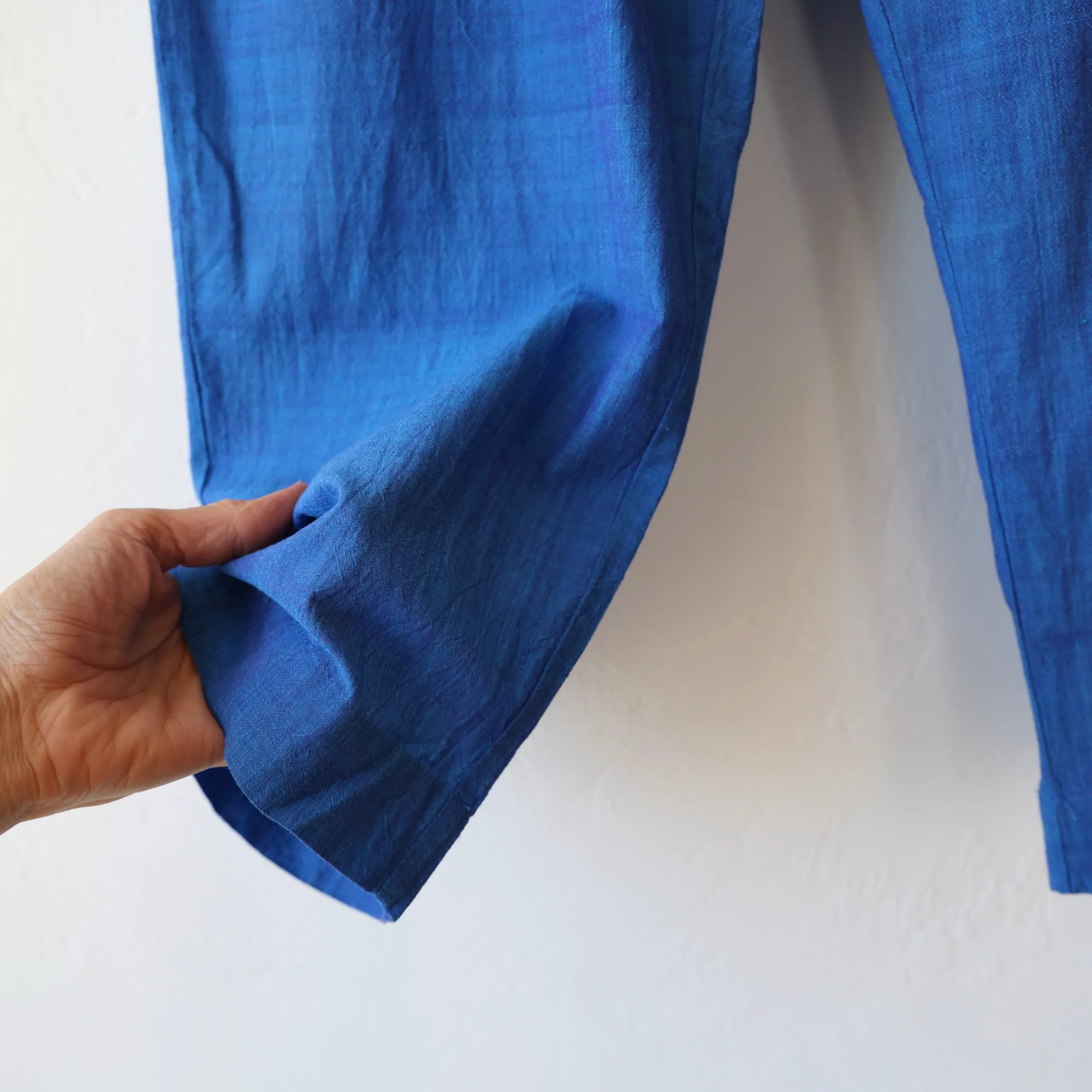 Khadi and Co. Pleated Cotton Pants - Azure