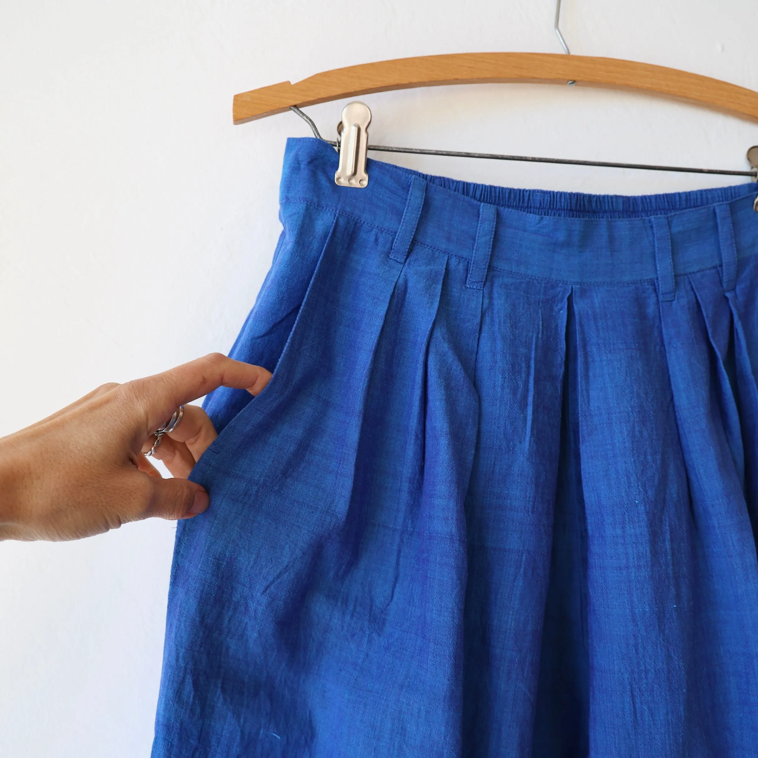 Khadi and Co. Pleated Cotton Pants - Azure