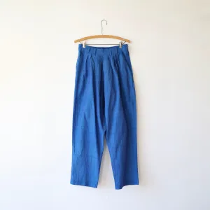 Khadi and Co. Pleated Cotton Pants - Azure