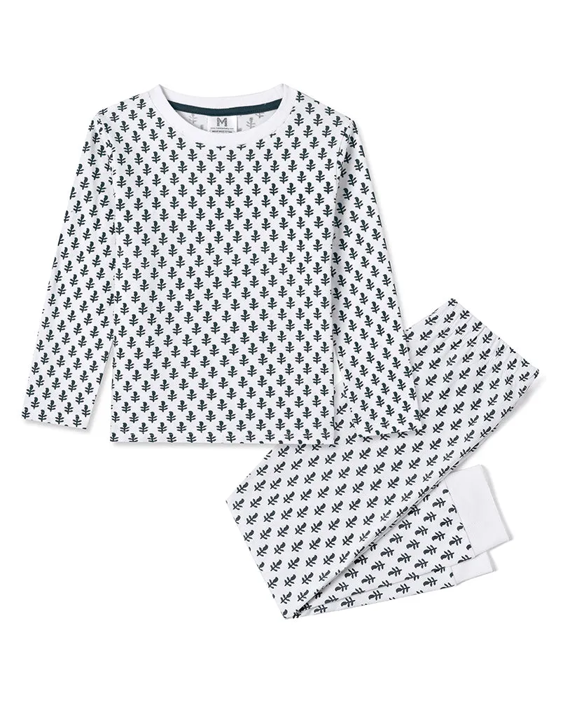 Kids Cotton Pyjamas - Fort Blue Print