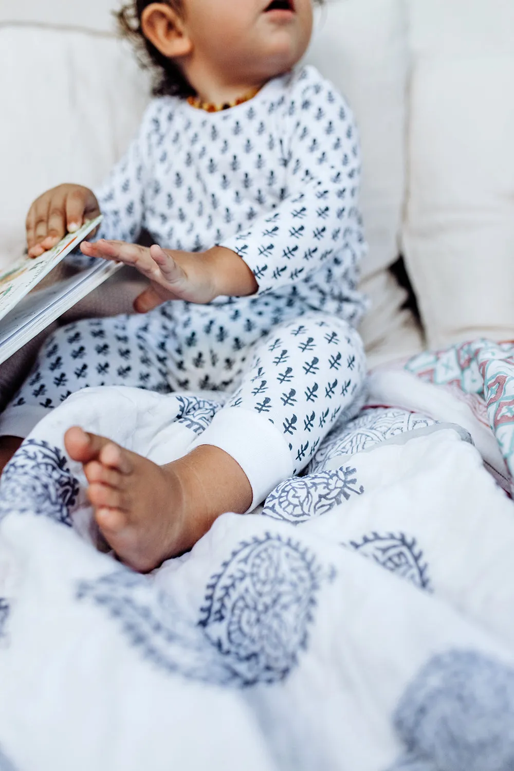 Kids Cotton Pyjamas - Fort Blue Print