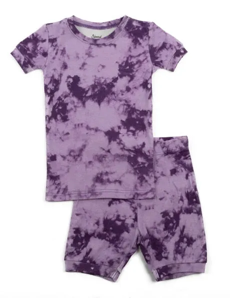 Kids Tie Dye Two Piece Shorts Cotton Pajamas   Embroidery