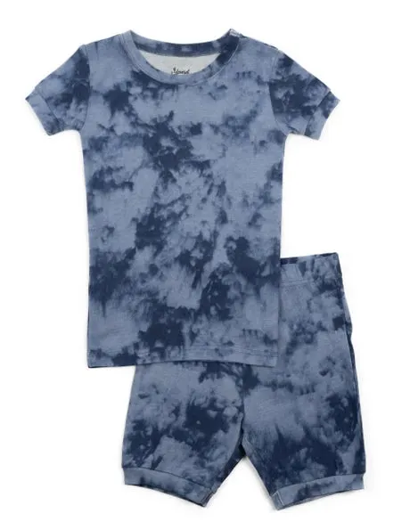 Kids Tie Dye Two Piece Shorts Cotton Pajamas   Embroidery