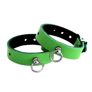 Kiotos Leather - Polsboeien Leder met Kleine O-ring - Groen