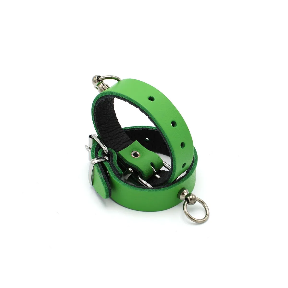 Kiotos Leather - Polsboeien Leder met Kleine O-ring - Groen