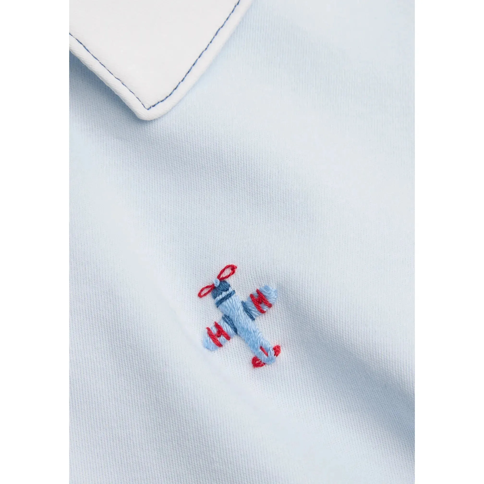 Kissy Kissy Hand-Embroidered Sky Traffic Playsuit - Light Blue