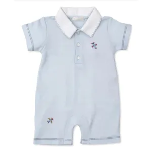 Kissy Kissy Hand-Embroidered Sky Traffic Playsuit - Light Blue