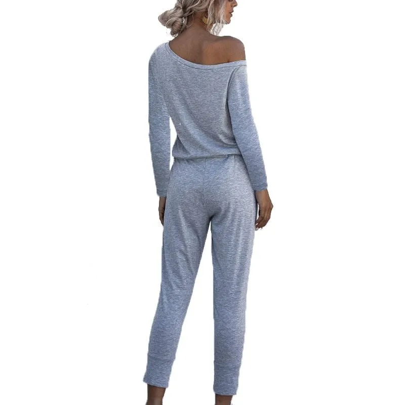 Knitted Casual Bodycon Sport Jumpsuit- Women