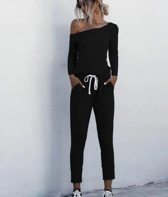 Knitted Casual Bodycon Sport Jumpsuit- Women