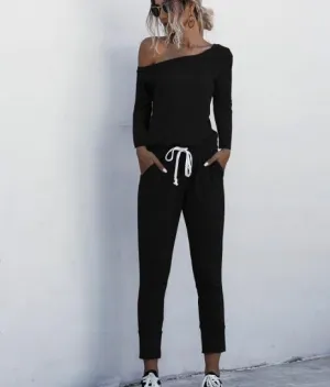 Knitted Casual Bodycon Sport Jumpsuit- Women