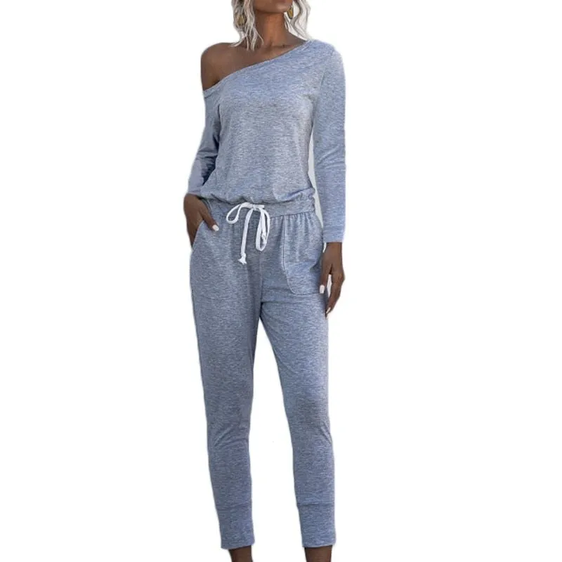 Knitted Casual Bodycon Sport Jumpsuit- Women