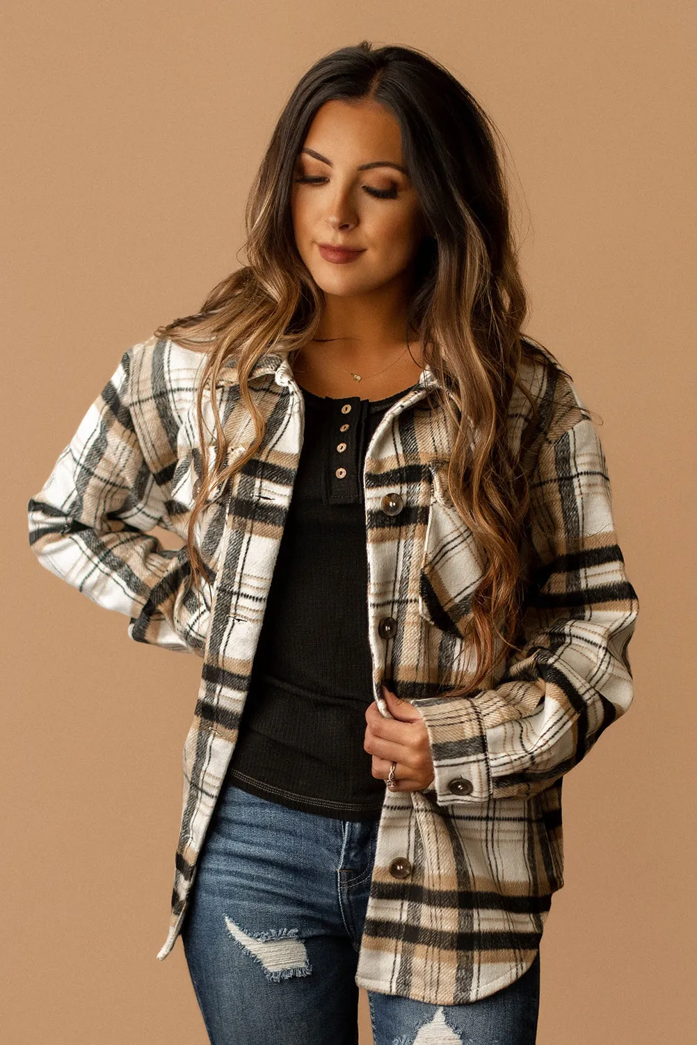 Know You Better Plaid Shacket (Black   Tan) | FINAL SALE