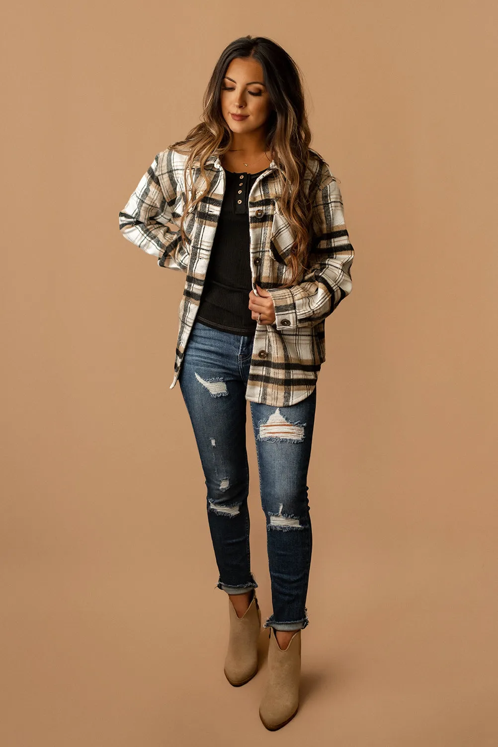 Know You Better Plaid Shacket (Black   Tan) | FINAL SALE