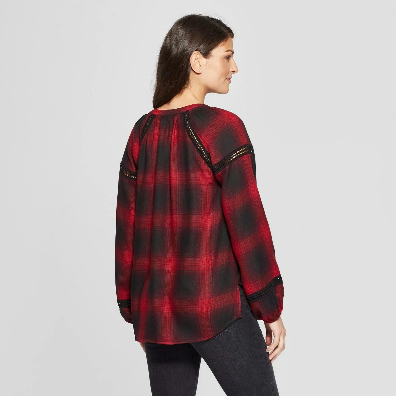 Knox Rose Women's Plaid Long Sleeve Flannel Popover Shirt