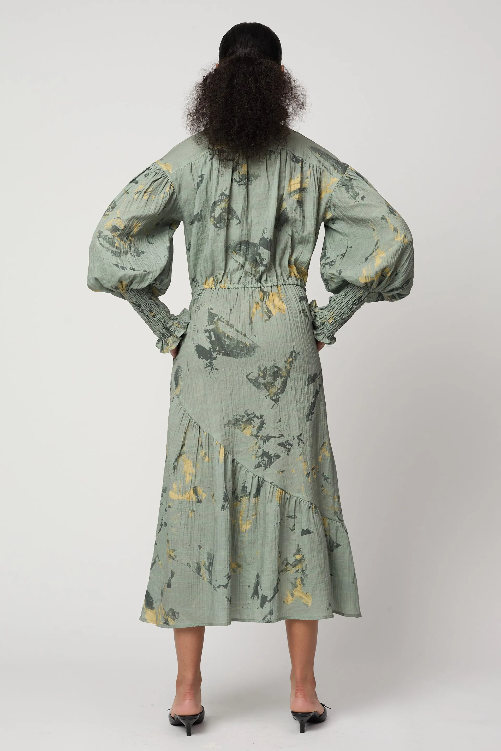 KOHAKU DRESS IN CRINKLED COTTON, MARBLE