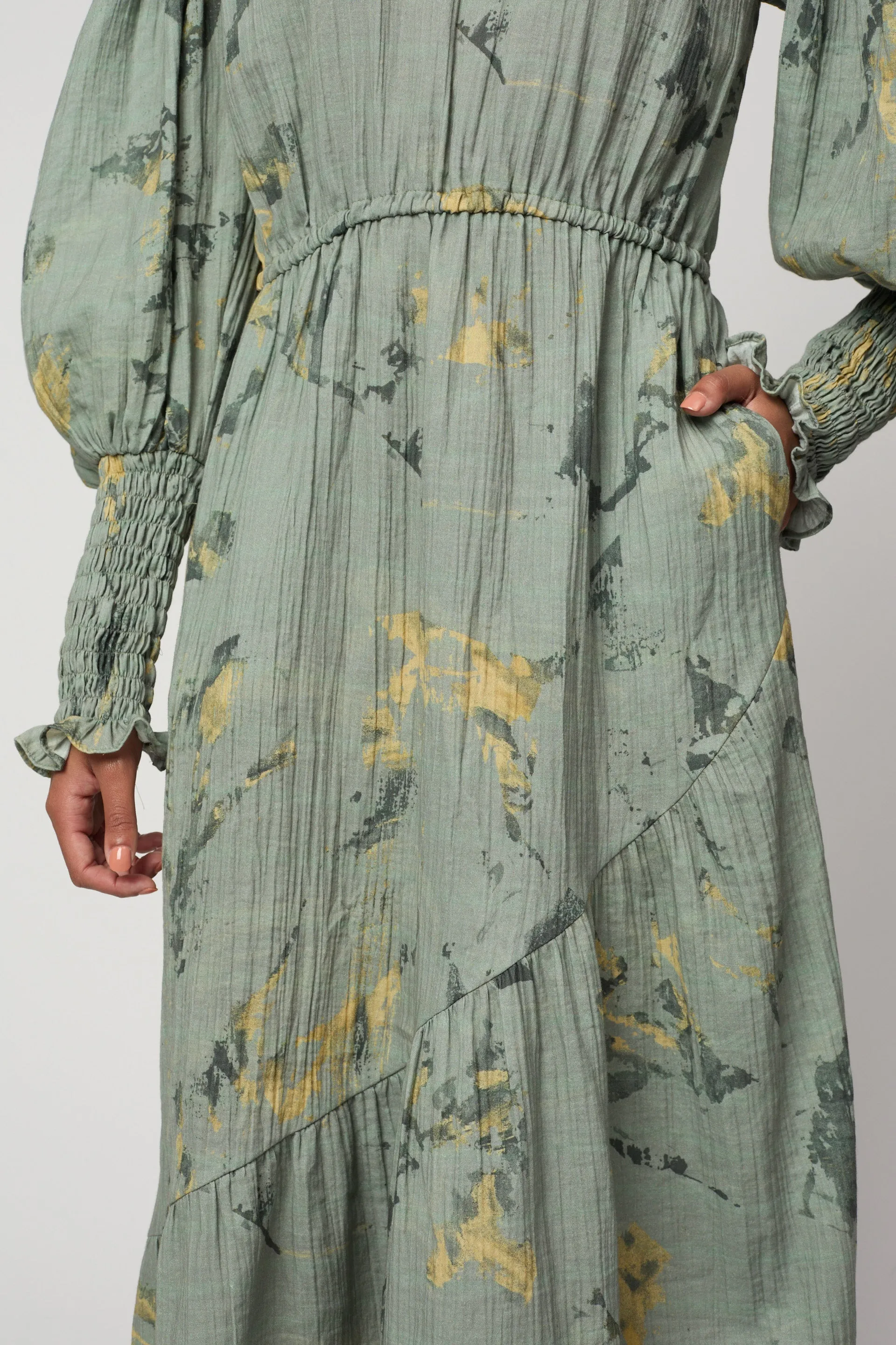 KOHAKU DRESS IN CRINKLED COTTON, MARBLE