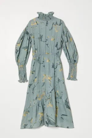 KOHAKU DRESS IN CRINKLED COTTON, MARBLE