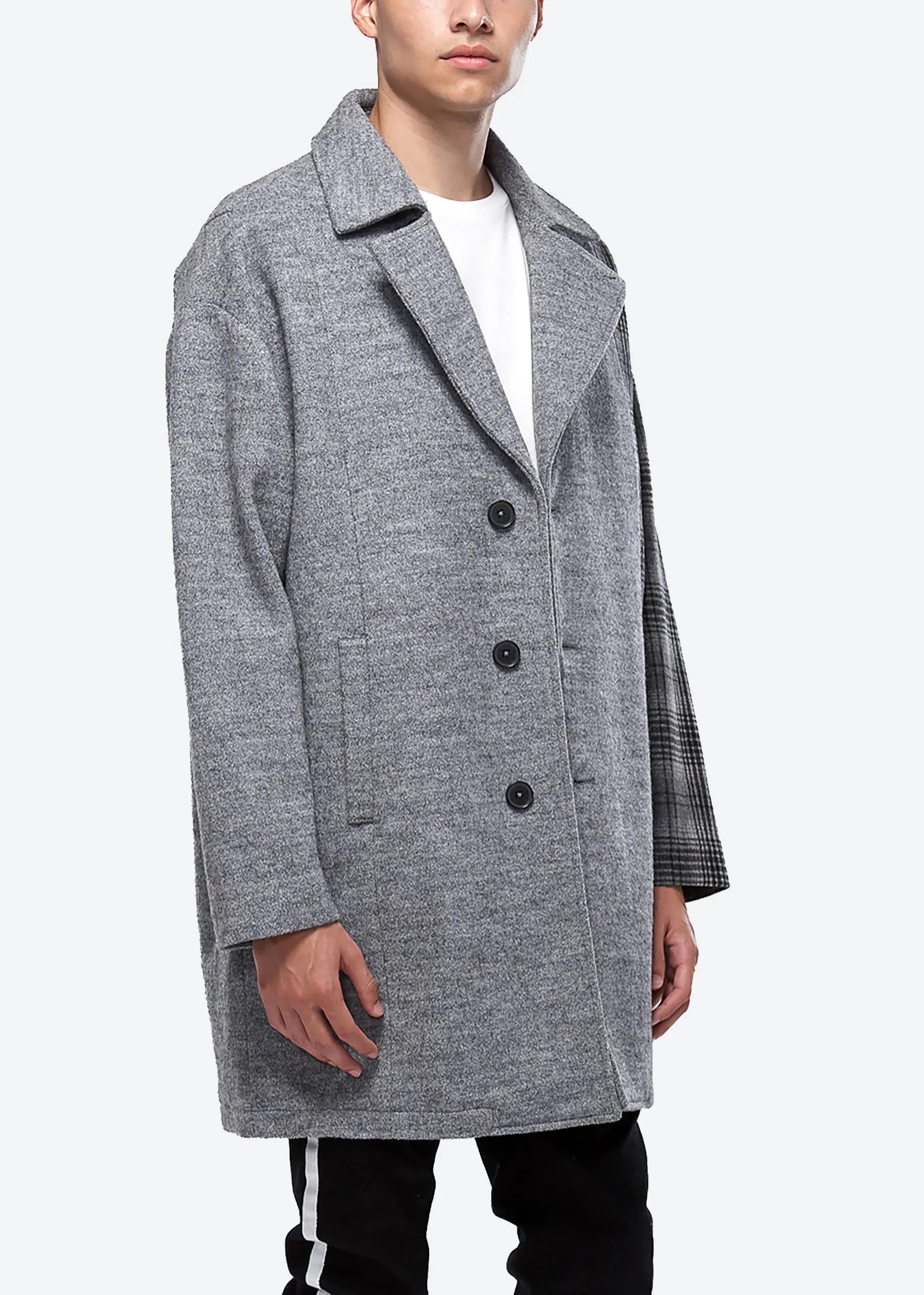 Konus Men's Oversize Wool Blend Coat in Gray