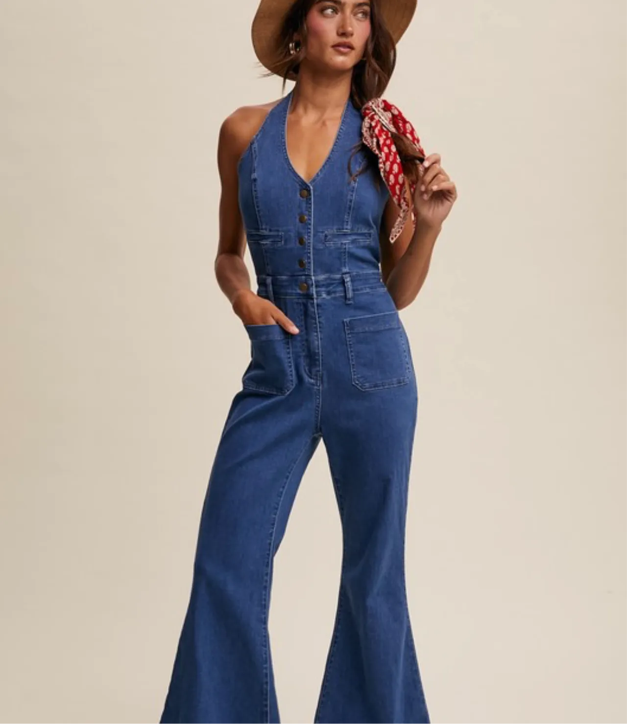 L Rylee Denim Jumpsuit