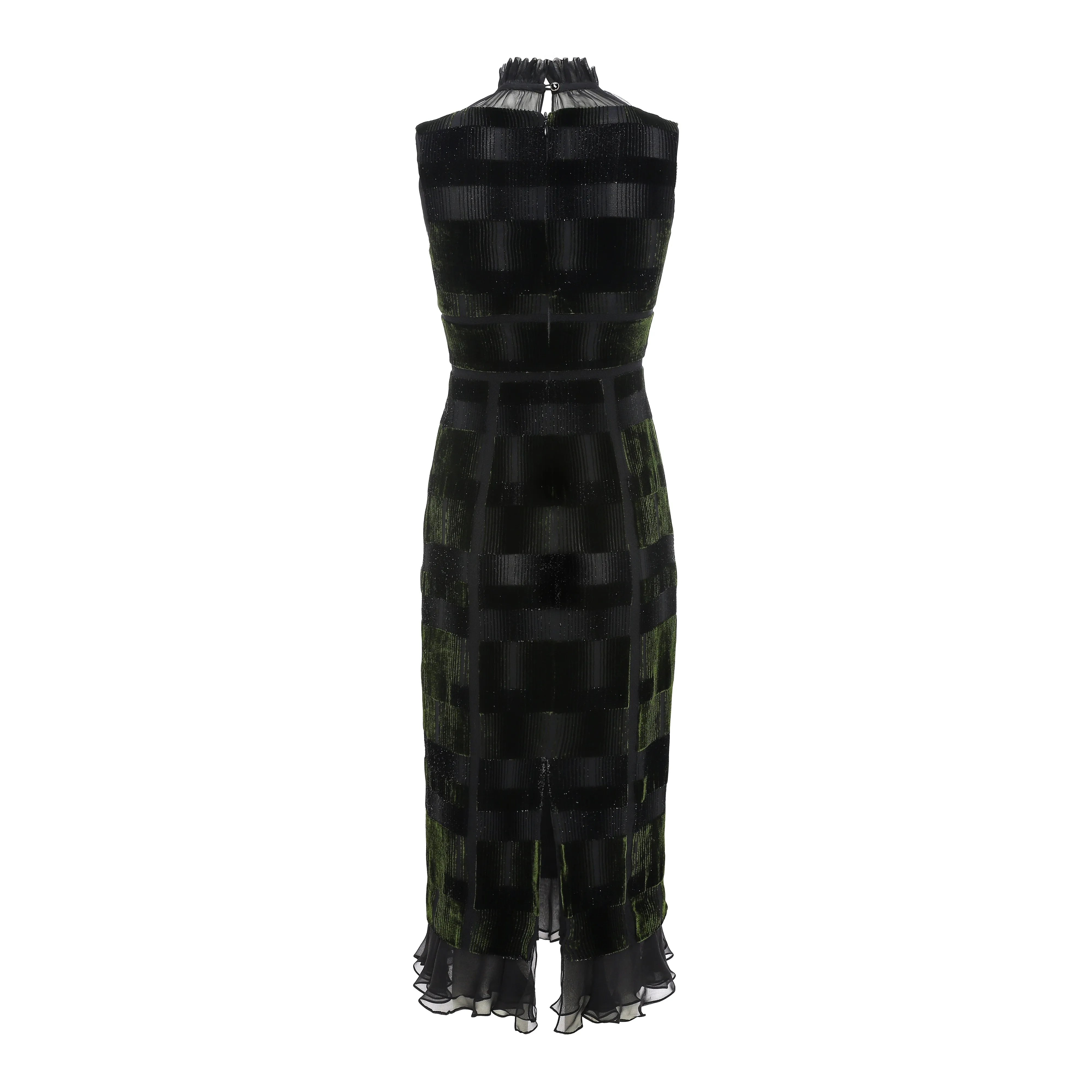Lace-Panelling Silk Velvet Midi Dress