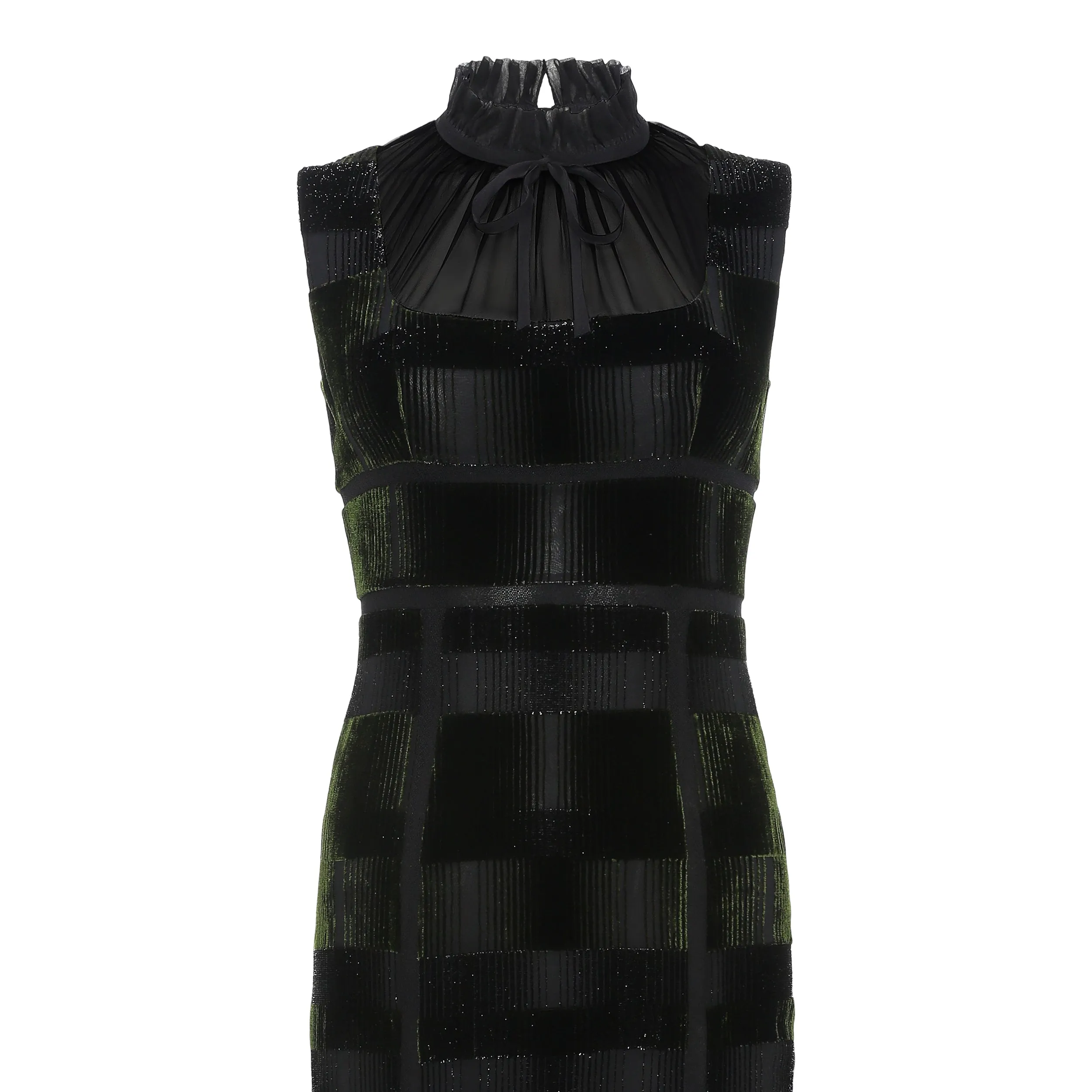 Lace-Panelling Silk Velvet Midi Dress