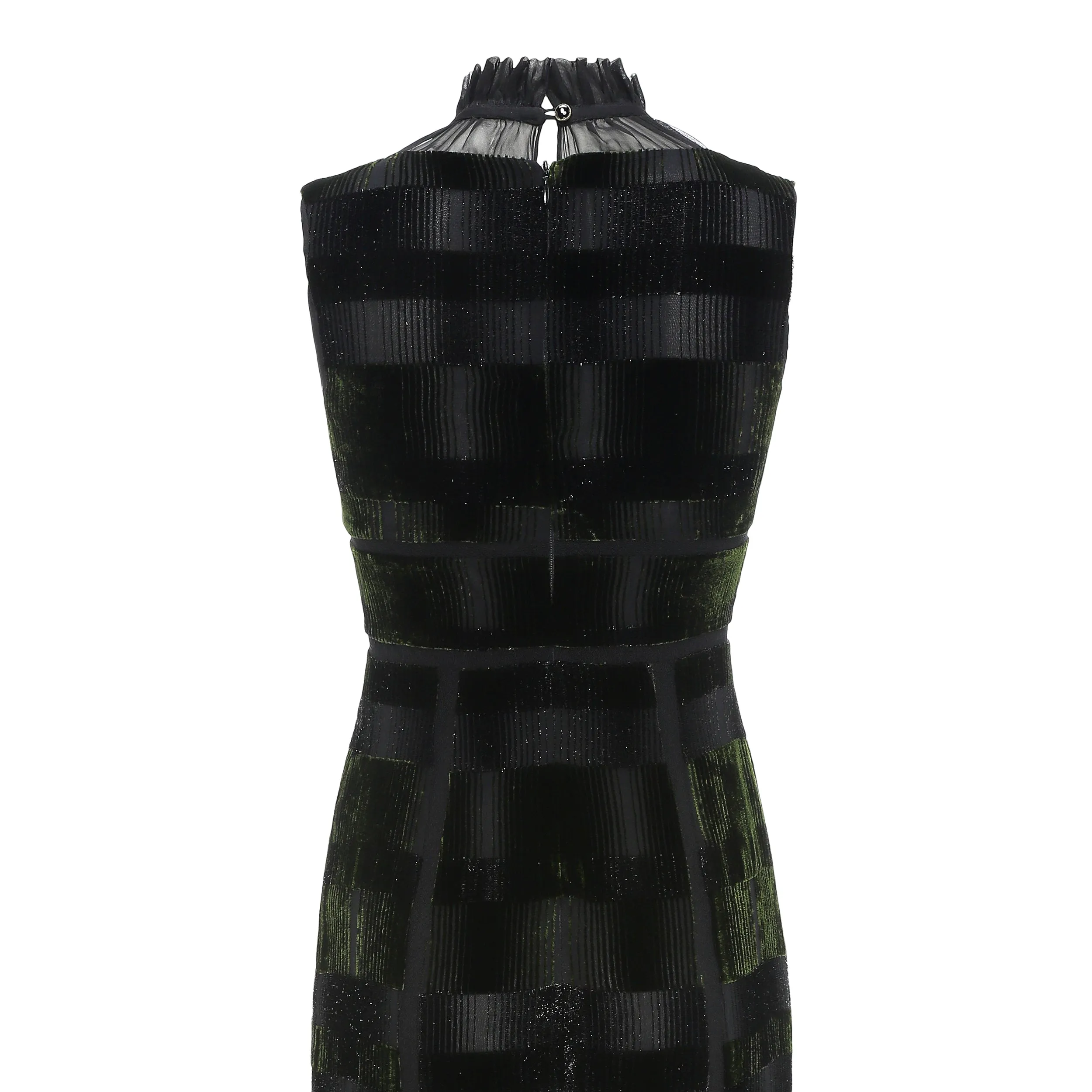 Lace-Panelling Silk Velvet Midi Dress