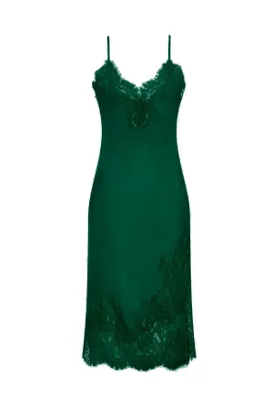 LAST PIECES - Grace Lace Silk Dress Amazon Green