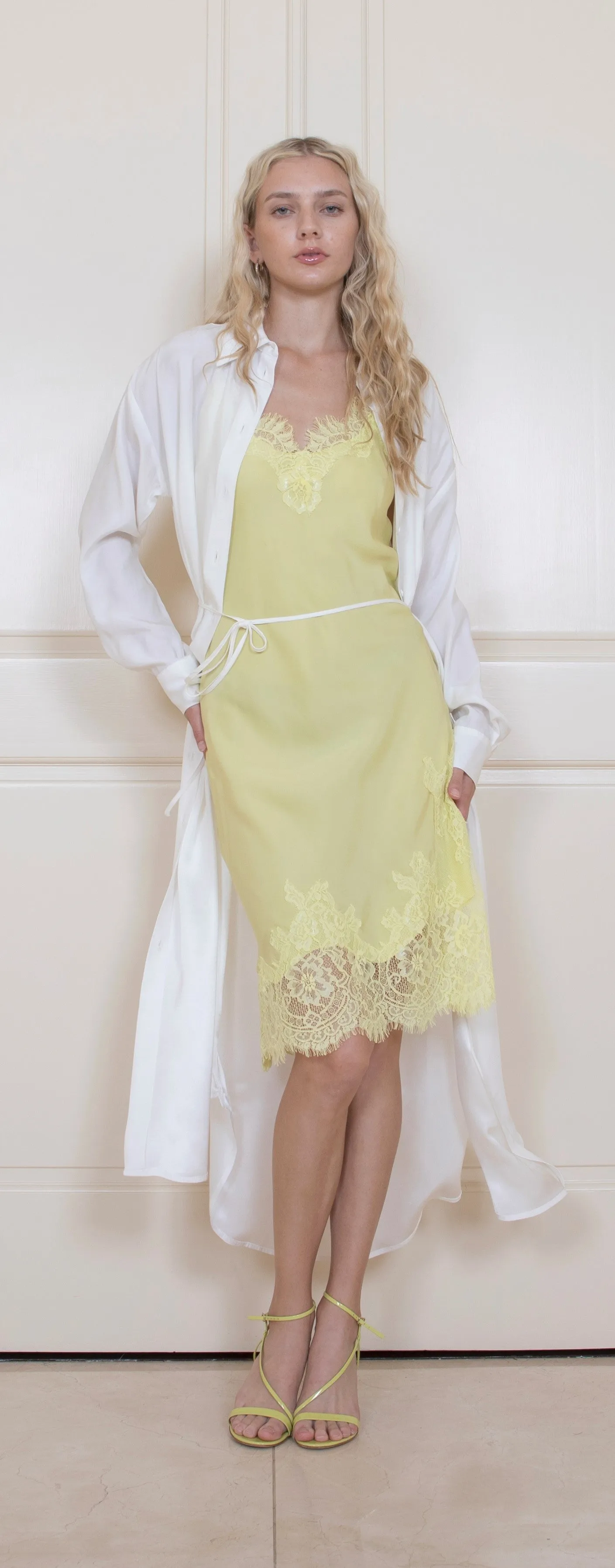 LAST PIECES - Grace Lace Silk Dress Amazon Green