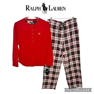Lauren Ralph Lauren women plaid pants set Christmas pjs size L NWT