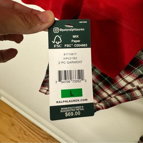 Lauren Ralph Lauren women plaid pants set Christmas pjs size L NWT