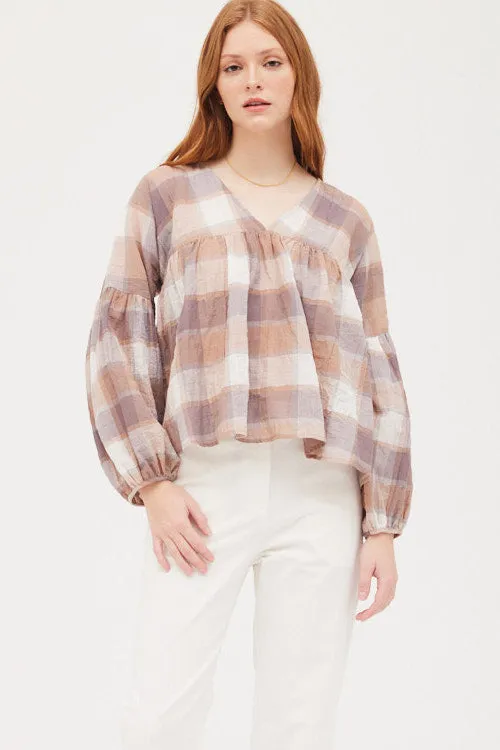 Lavender Fields Plaid Top
