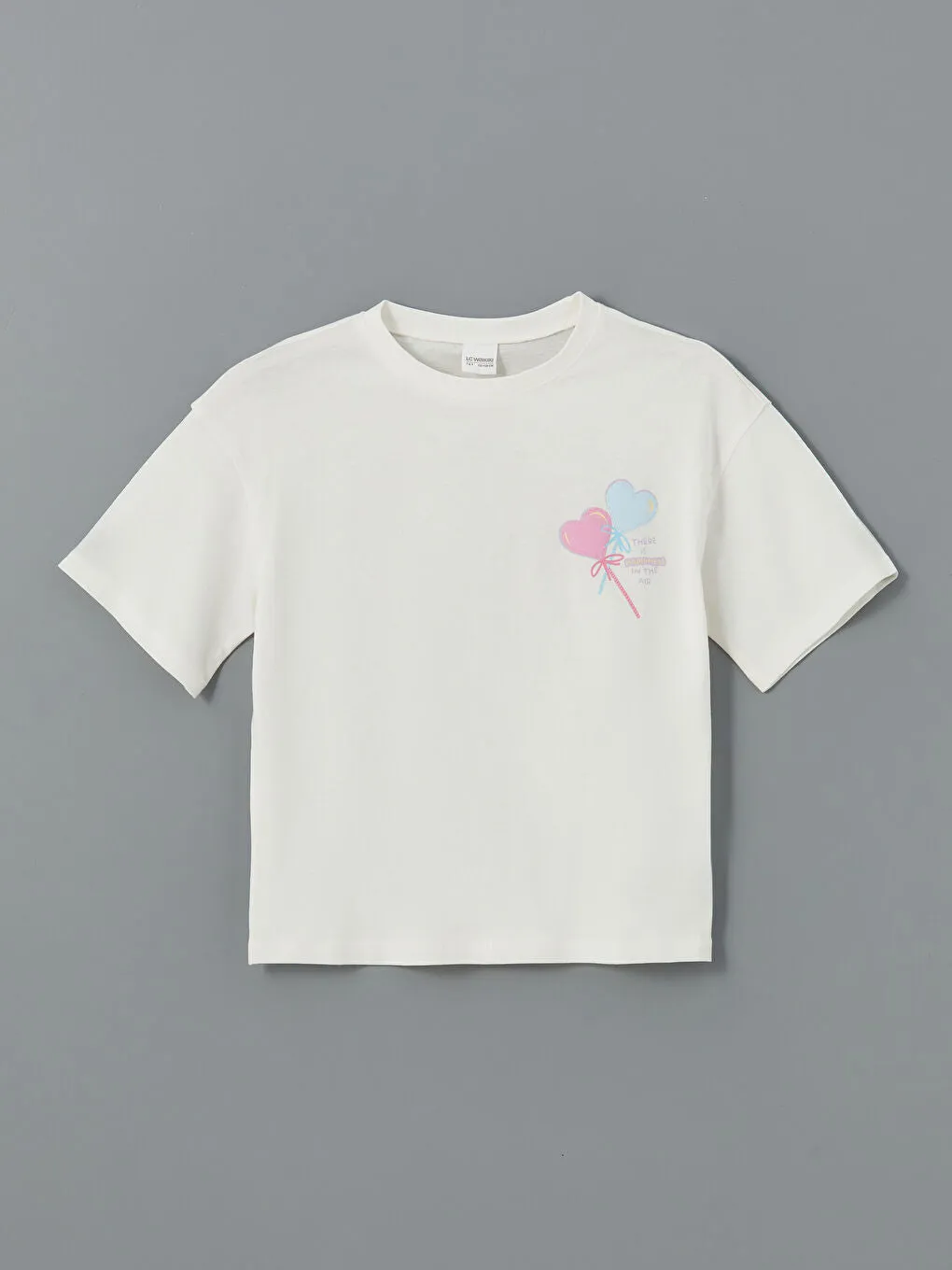 LCW Kids Ecru Crew Neck Girls Pajama Set