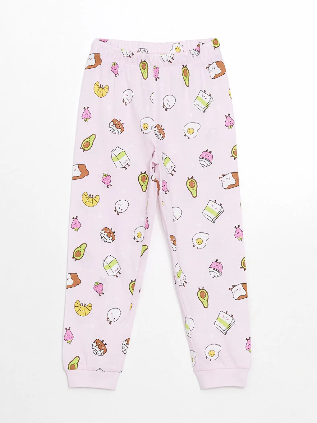 LCW Kids Pink Crew Neck Girls Pajama Set