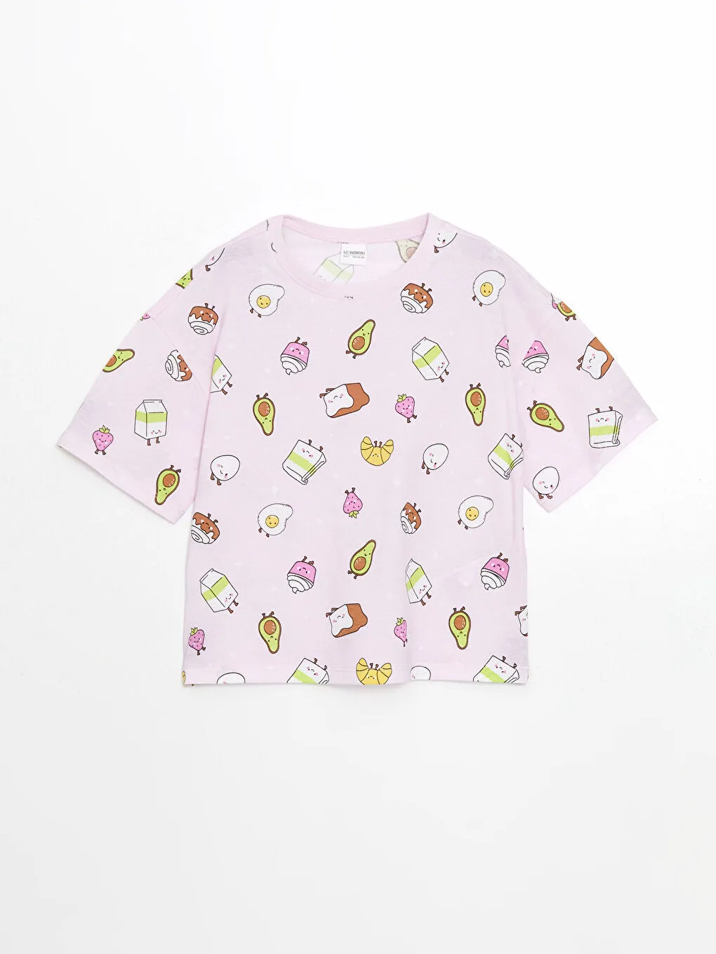 LCW Kids Pink Crew Neck Girls Pajama Set