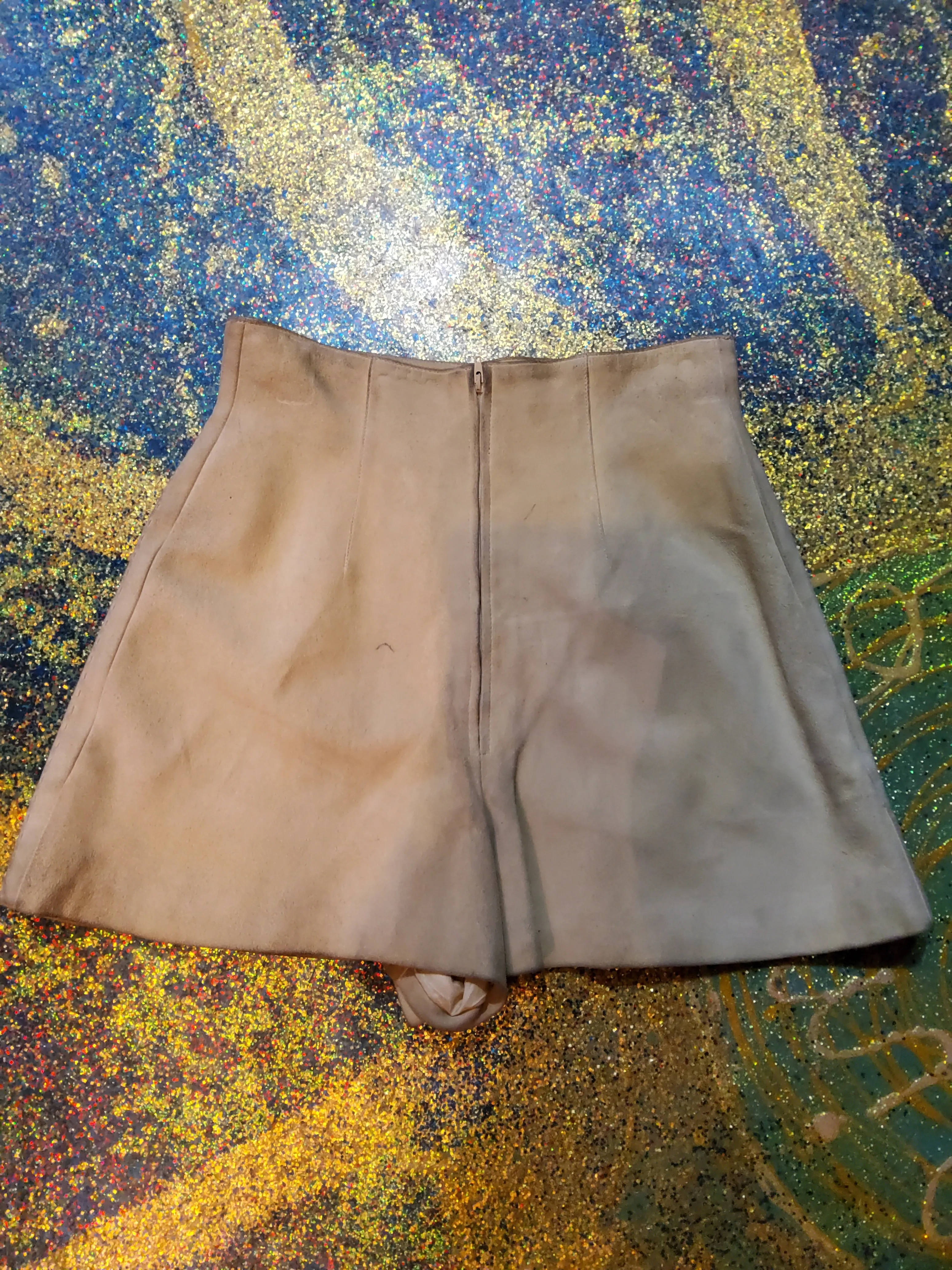 Leather mini shorts