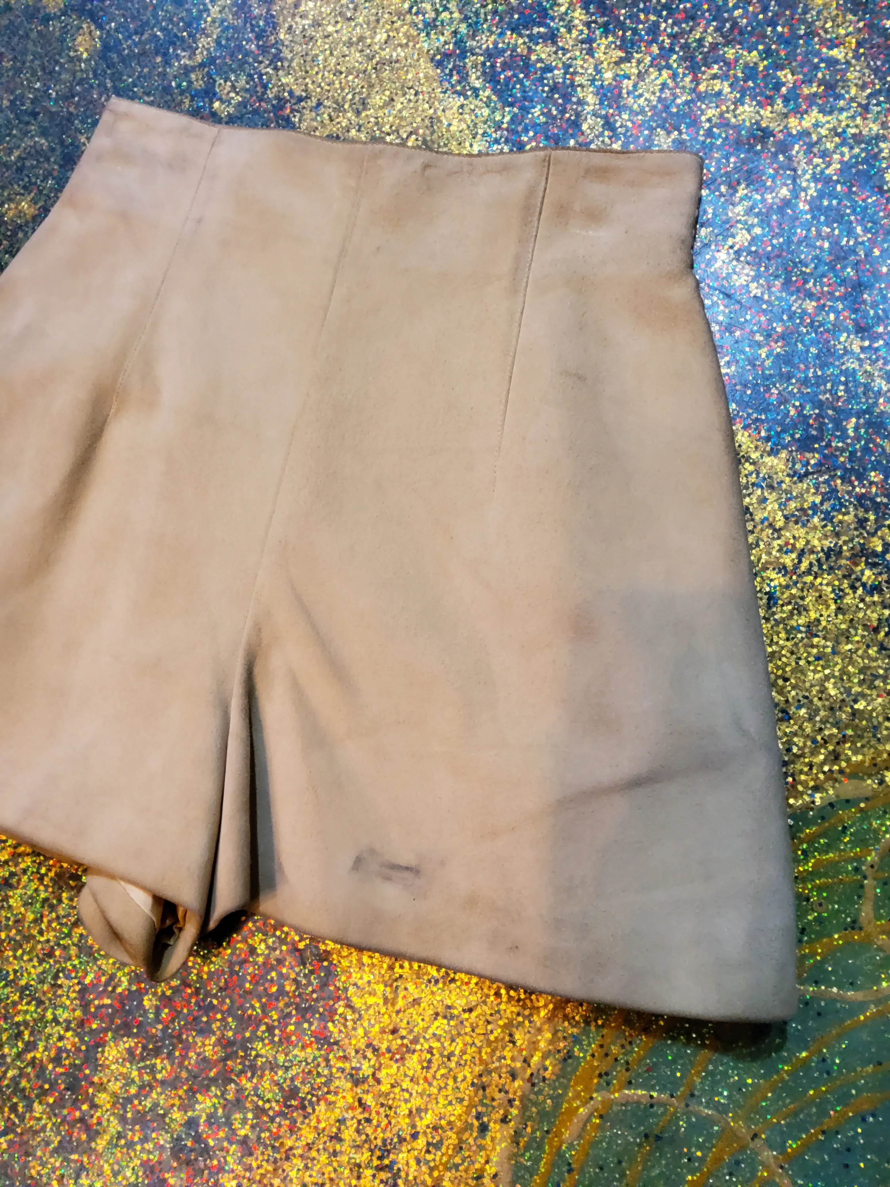 Leather mini shorts